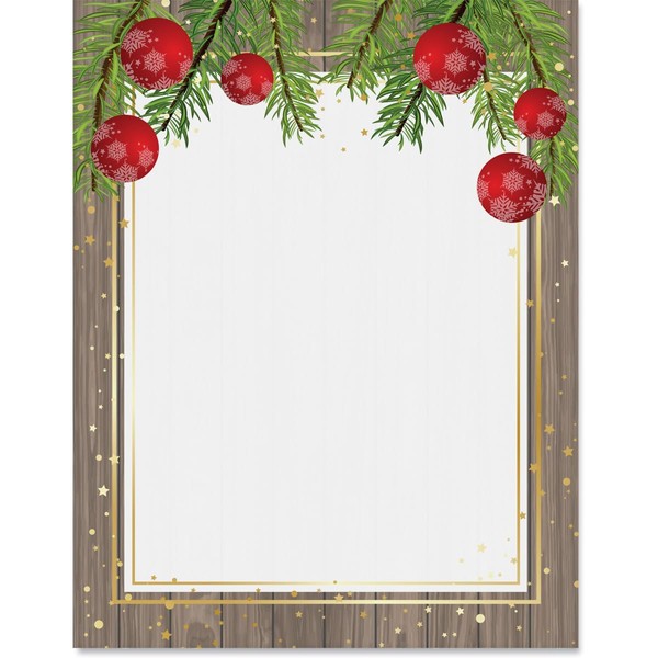 Paperdirect Holiday Rustic Pine Boughs Red Ornaments Christmas Winter Theme