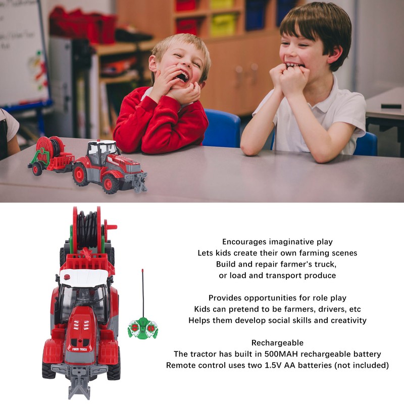 RC Farm Tractor Toy Educational Rechargeable Remote Control Farm Truck