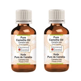 Greenwood Essential Natural Pure Camellia Oil (Camelia Kissi) Natural Pure Therapeutic Quality Cold Pressed (Pack of Two) 100 ml x 2 (6.76 oz)