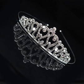 Crown Tiara, Tiara, Wedding Women Girls Rhinestone Head Jewellery Crown Princess Headband Flower Girl Bride Bridesmaid Flower Crystal Heart Shape Princess Crown Headband Tiara Children X1, 1, 1