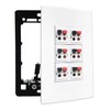 diyTech Premium 6 Speaker Wall Plate, Supports 6 Speaker Configurations,