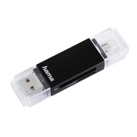 Hama USB 2.0 Basic OTG On The Go Card Reader for Smartphones and Tablets, USB A/USB B Micro, SD, SDHC, SDXC, Micro SD, Micro SDHC