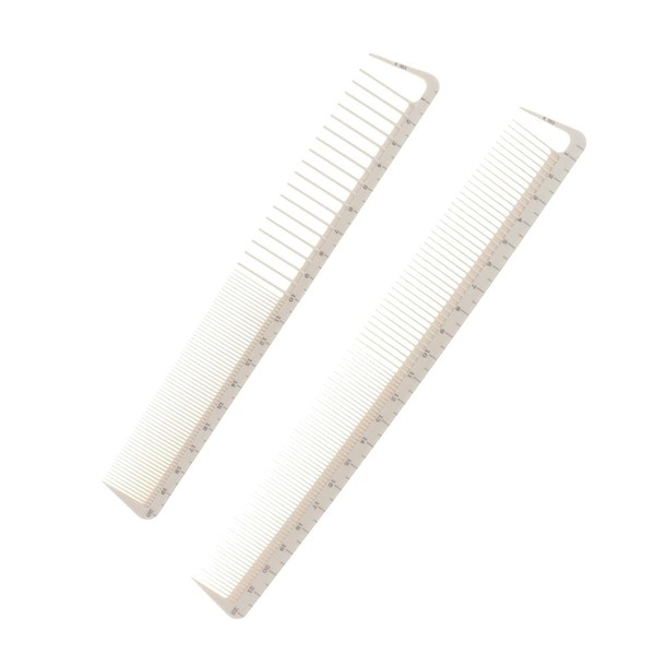 2Pcs White Professional Hair Cutting Combs Set, Salon Hair Styling