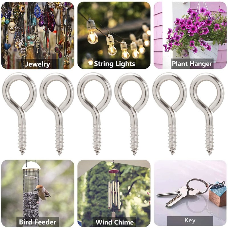 1 Inch Small Screw Eyes Metal Screw Hooks Ring Screws