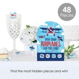 Big Dot of Happiness Taking Flight - Airplane - Vintage Plane Baby Shower or Birthday Party Scavenger Hunt - 1 Stand and 48 Game Pieces - Hide and Find Game