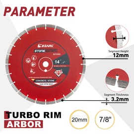 EZARC 14 inch Diamond Saw Blade, Segmented Concrete Blade Dry or Wet for Cutting Concrete Granite Masonry Brick, (1-Pack)