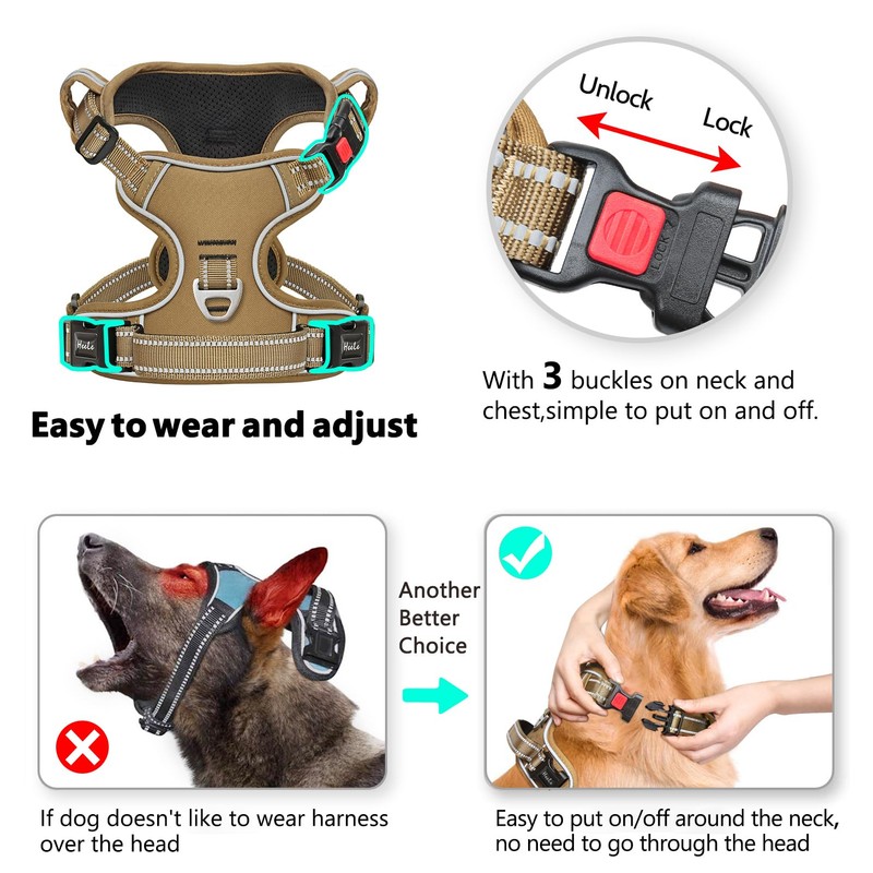 HEELE Dog Chest Harness, for Running, with Lockable Snap Closure,