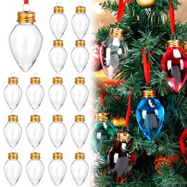 24Pcs 1.7oz Christmas Shot Glasses for Tree Ornaments - Clear Plastic Fillable Ornaments Booze Balls for Cocktails, Funny Friendsmas Party Decorations (Drop)