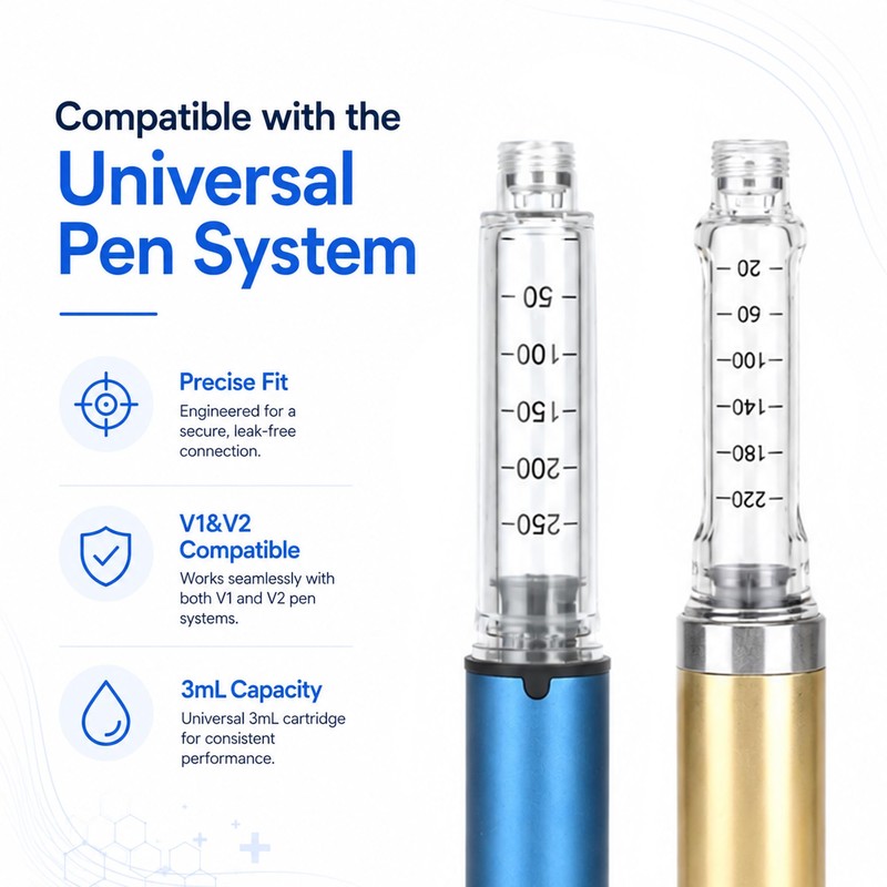 10 Pack 3mL Pen Cartridge, Sterilized 3cc Cartridges for Peptide