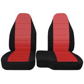 Fioqe 2PCS Front 60/40 Cloth High Back Bench Seat Cover for Ford Ranger XLT 1998 1999 2000 2001 2002 2003 (Without Console Cover)-Red