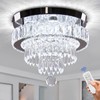 Finktonglan 11.8" Dimmable Crystal Ceiling Light with Remote, Mini Flush