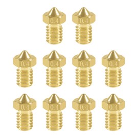 Aokin 10 Pcs Extruder Nozzles 3D Printer Brass Nozzles for E3D V5 V6 0.4mm for 1.75mm Filament 3D Printer