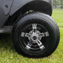 Huskey 4x Chrome Black Golf Cart Hub Caps 8 Inch Wheel Covers For EZGO Club Car YAMAHA