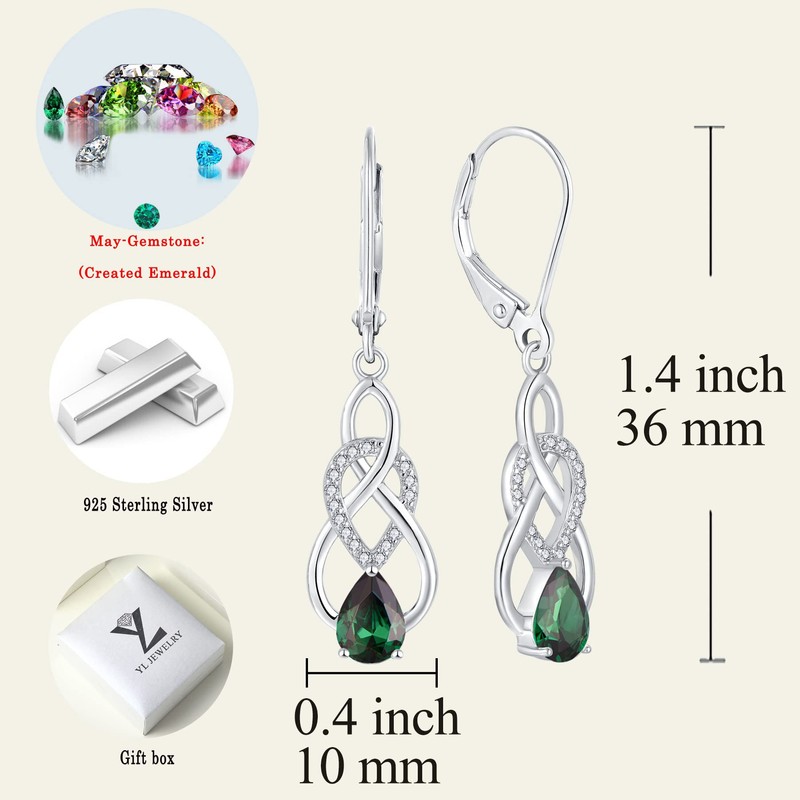 YL Women's Infinity Celtic Knot Drop Earrings 925 Sterling Silver