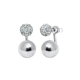 Elli Geo Trend Women's Front Back Earrings with Crystals in 925 Sterling Silver, Facet cut, Crystal