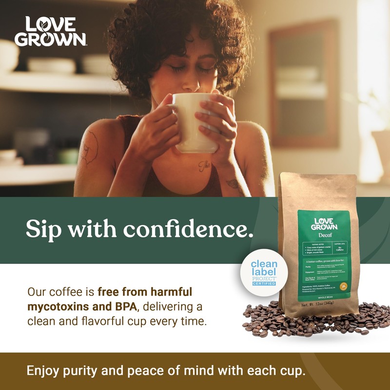 Love Grown Whole Bean Coffee - 100% Arabica Beans, Honduras