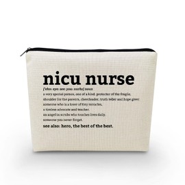 YULUENZE Inspirational Appreciation Presents NICU Nurse Definition Canvas Makeup Bag Toiletry Pouch with Zipper Birthday Christmas Retirement Present Nurse Cosmetic Bag for Women NICU Nurse Coworkers
