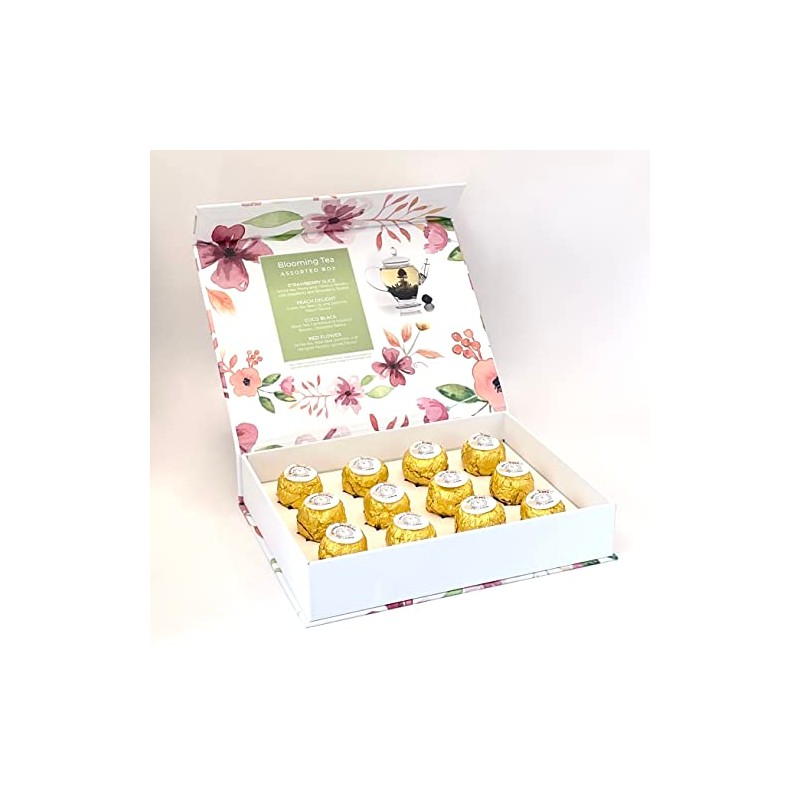 Tea Blossoms Assorted Blooming Tea Balls Sampler Gift Box, 12