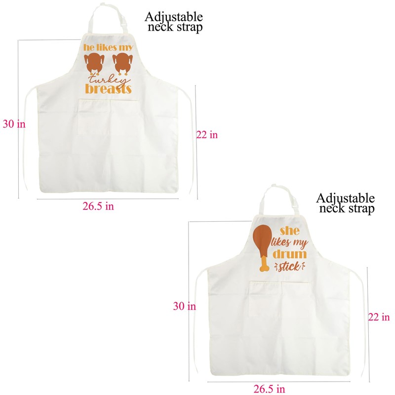 BNQL Thanksgiving Couples Apron Turkey Breast Drum Stick Apron Fall