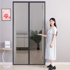 Fine Mesh Magnetic Screen Door - Goodbye Mosquito (120x210cm) (Black)