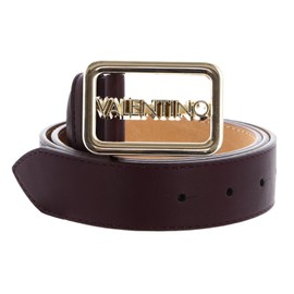 VALENTINO Around Plaque Buckle Belt W75 Vino/Oro - Can be Shortened, Vino / Oro