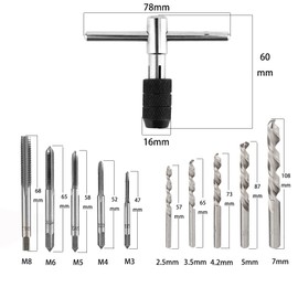 SeonFook 11pcs Tap Set T Handle Tap Wrench Handleset Tool Tap Handle Threading Tap Module Tap Drill Adjustable Handle Drilling Tool for Manual Tapping Work M3 M4 M5 M6 M8