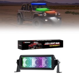 4WDKING RGB LED Light Bar for Pickup,8 inch Multi-Color Flood Spot Combo LED Fog Driving Pods IP68&IP69K Waterproof for Wrangler Jeep ATV UTV Cars Off Road Boat Lights