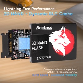 Bestoss SSD 1TB 2.5 Inch Internal Hard Drive for Pc or Laptop, SATA III 6Gb/s Internal State Drive, Up to 550MB/s, Computer Storage Upgrade for Office, Students, Home Entertainment