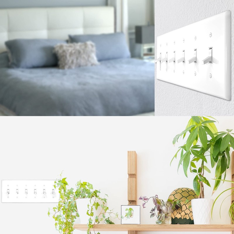NEU 6 Toggle Mid-Size Switch Cover Wall Plates, 6-Gang 12"
