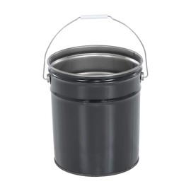 ATERET 5 Gallon Black Metal Bucket, Heavy Duty Durable Steel Open Head Pail with Handle for Outdoor and Household Use (3 Pack - Bucket Only)