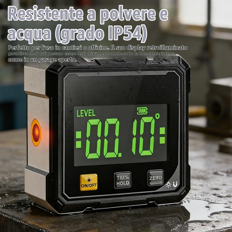 Livella Digitale: Inclinometro Digitale Ricaricabile, LCD Inclinometro Magnetico 4 Lati,