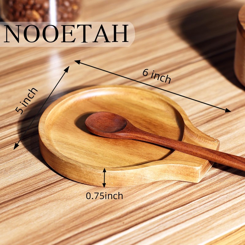 Acacia Wood Spoon Rest, Wooden Spoon Holder With Non Slip