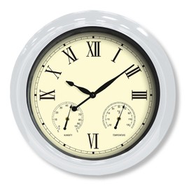 Poolmaster 52557 18" Clock/ Thermometer/Hygrometer - White