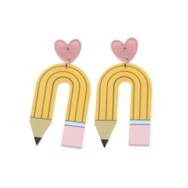 Acrylic Pencil Drop Dangle Earrings Creative Rainbow Back to School for Students Women Appreciation Teacher Pre-K Earrings Jewelry-yellow rainbow