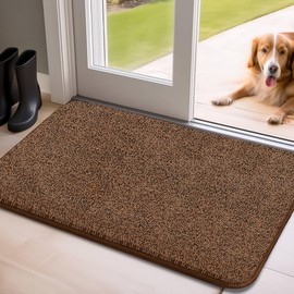 Mibao Door Mat Indoor, 17" x 29.5", Dirt Trapper Entrance Doormat, Non-Slip Low Profile Mat, Dog Door Mat, Super Absorbent Welcome Mat for Front Door, Back Door, Shoe Scraper, Brown