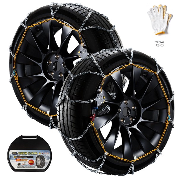 DEDC Snow Chains for Car, Snow Tire Chains for SUVs and Trucks, Auto Trac Tire Traction Wheel Chains 1 Min Quick Fit Easy Chainsaw Reusable Universal Emergency Traction Chain - Set of 2 MS1520