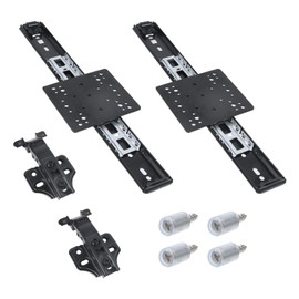 Antrader Pocket Door Slides,2Pcs Cabinet Pocket Door Hardware Sliding Hidden Door Track with Hinges, Black (300mm/11.81inch)