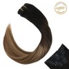 Ugeat Balayage Clip in Hair Extensions Black to Dark Brown
