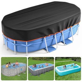 16x25 Ft Rectangular Pool Cover - Solar Oval Pool Covers for Rectangular Frame Pools with Winch and Cable, Heavy Duty Tear Resistant Pool Cover, Winter Pool Cover Ideal for Waterproof and Dustproof
