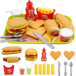 TLHWIN Food Toy Set, Kitchen Toy for Children, Kitchen Hamburger Educational Role Play Educational Toy Accessories, Gift for Boys and Girls from 3 Years