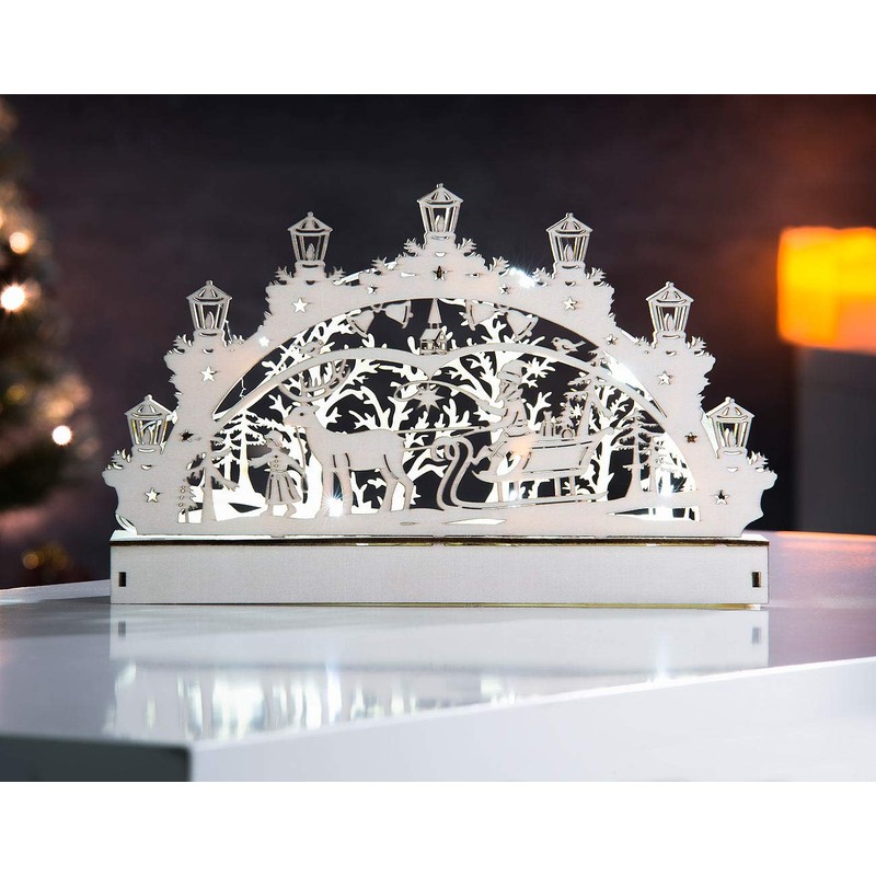 Britesta Wooden Light Arch Decoration with LED Light and Reindeer
