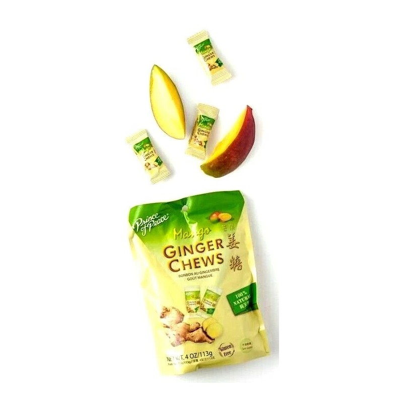 Prince of Peace Ginger Chews Candy with Mango 4oz( Pack