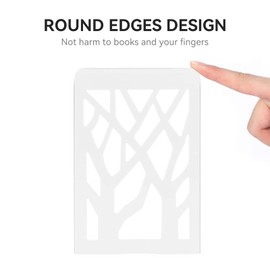 Book Ends, Bookends, Book Ends for Shelves, Bookends for Shelves, Bookend, Book Ends for Heavy Books, Book Shelf Holder Home Decorative, Metal Bookends, Bookend Supports, Book Stoppers (1 Pair, White)