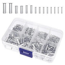 Duoleimi Wire End Ferrules Set - 600 Pieces Cable Sleeves Uninsulated 0.5-6 mm² for Wire Connections, Includes Assortment with 7 Sizes and Crimping Sleeves, Copper Wire End Ferrules for Stable