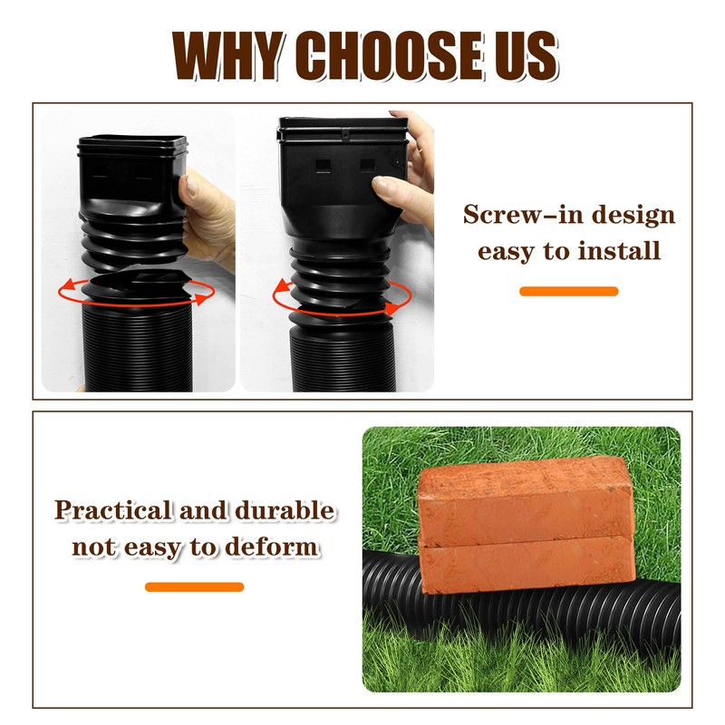 Bewinner Downspout Extender Flexible, 20inch-59inch Universal Drain Downspout Extensions, Retractable