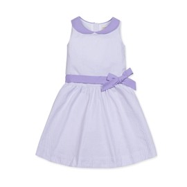 Hope & Henry Girls' Organic Peter Pan Collar Seersucker Dress, 6, Lavender Seersucker