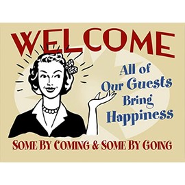 WELCOME GUESTS FUNNY RETRO METAL TIN WALL PLAQUE SIGN NOVELTY GIFT Home bar shed man cave (150MM X 200MM (6" X 8")