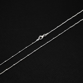 VN Jewelry Women's Silver Beads Necklace | 925 Silver Italian Chain Layered Stacking Necklace Curb Ball Chain Necklace for Women 16" 18" 19" 20" 21" 22" 24" in (24 In)