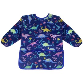 Kids Apron, Ages 3-8 Apron for Kids Waterproof Children's Aprons Long Sleeve Kids Painting Apron Kids Aprons for Painting with Pocket for Painting, Cooking, Eating, Arts & Crafts (Dark Blue)