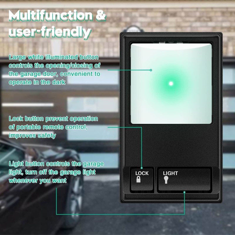 Garage Door Opener Control Panel, Multi-Function Wall Keypad Button Replacement